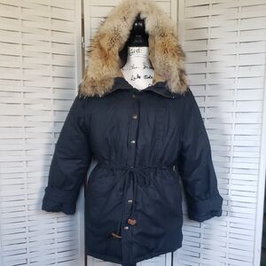 Ralph Lauren Women's Black Real Fur-Trimmed Parka Size XS